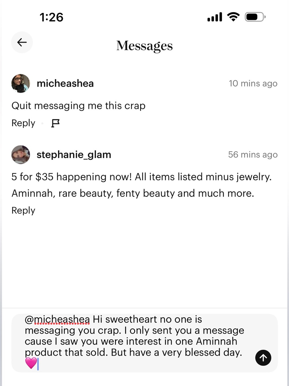 Obviously you’re a miserable person if one message triggers you over a sale